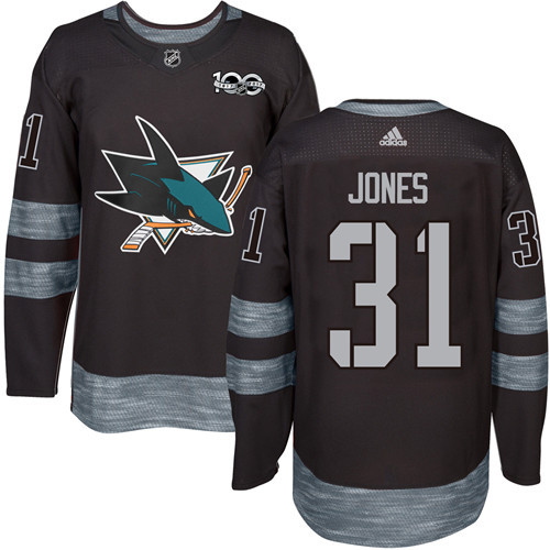 Adidas Sharks #31 Martin Jones Black 1917-100th Anniversary Stitched NHL Jersey